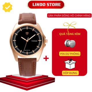  Đồng hồ nam cao cấp dây da chính hãng YAZOLE Y380 kim dạ quang máy nhật bền bỉ 