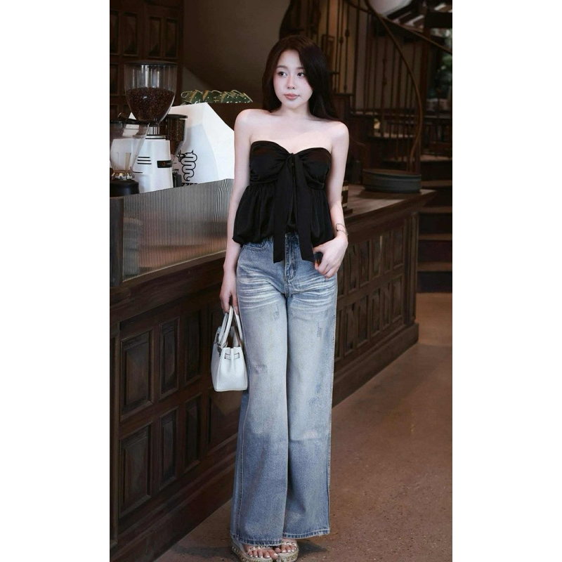 ( XẢ KHO CÒN ÍT ) 𝐀𝐓𝟎𝟐 Áo cúp phối nơ bồng bềnh tiểu thư sang chảnh by CarrotShop | BigBuy360 - bigbuy360.vn