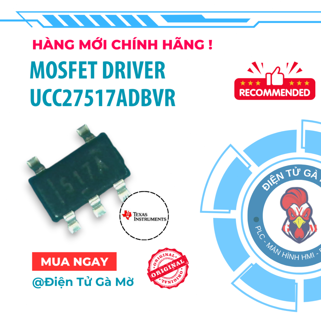 [1 CON] IC Lái Mosfet Mosfet Driver Dán, UCC27517ADBVR 517A SOT23-5, Hàng Chính Hãng TI