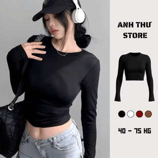  Áo Thun Nữ Dài Tay Croptop Ôm Fit Body Chất Cotton Co Giãn Thoải Mái Bigsize  Áo Body Croptop Dài Tay 474 