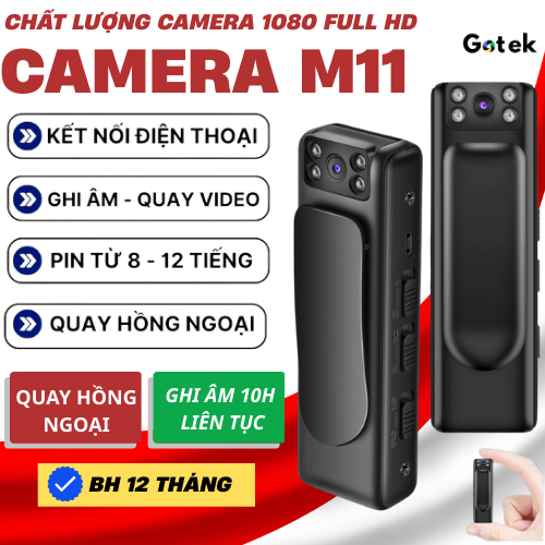 Camera M11 - 1080 Full HD, Camera Mini Không Dây, Xoay 90 Độ, Cam Giấu Kín, Ghi Âm, Quay Hồng Ngoại