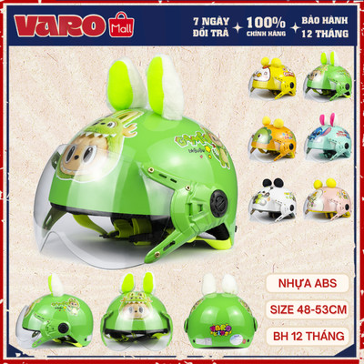 Mũ Bảo Hiểm Trẻ Em Có Kính VARO Kids – Nón Bảo Hiểm ABS Cao Cấp Tai Bông Dễ Thương – Size 48–53cm Chính Hãng