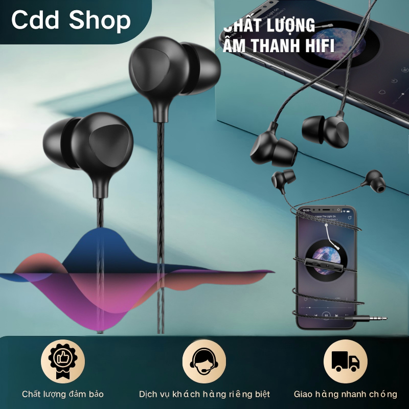 Vis 3.5mm Premium Super Bass – Tai nghe bass mạnh, âm thanh rõ, kết nối nhanh qua jack 3.5mm.