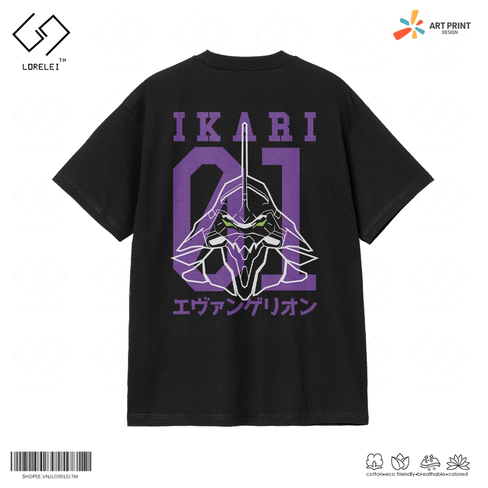 Áo thun Unisex Neon Genesis Evangelion IKARI Unit 01 Cotton 100% ngắn tay