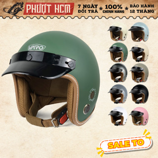 Mũ Bảo Hiểm 3 4 VARO Classic Viền Chỉ Kèm Lưỡi Trai Retro - BH 1 Năm