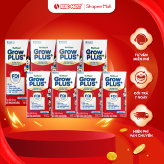  Lốc 4 Hộp Sữa Bột Pha Sẵn GrowPLUS+ Đỏ Ít Đường Tăng Cân Phát Triển Trí Não Cho Bé - Bibomart 