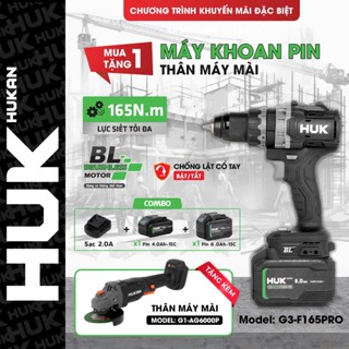 [TẶNG AG6000P] Máy khoan pin HUKAN HUK G3-F165PRO Không chổi than 165Nm Chống lật cổ tay Tạo xung