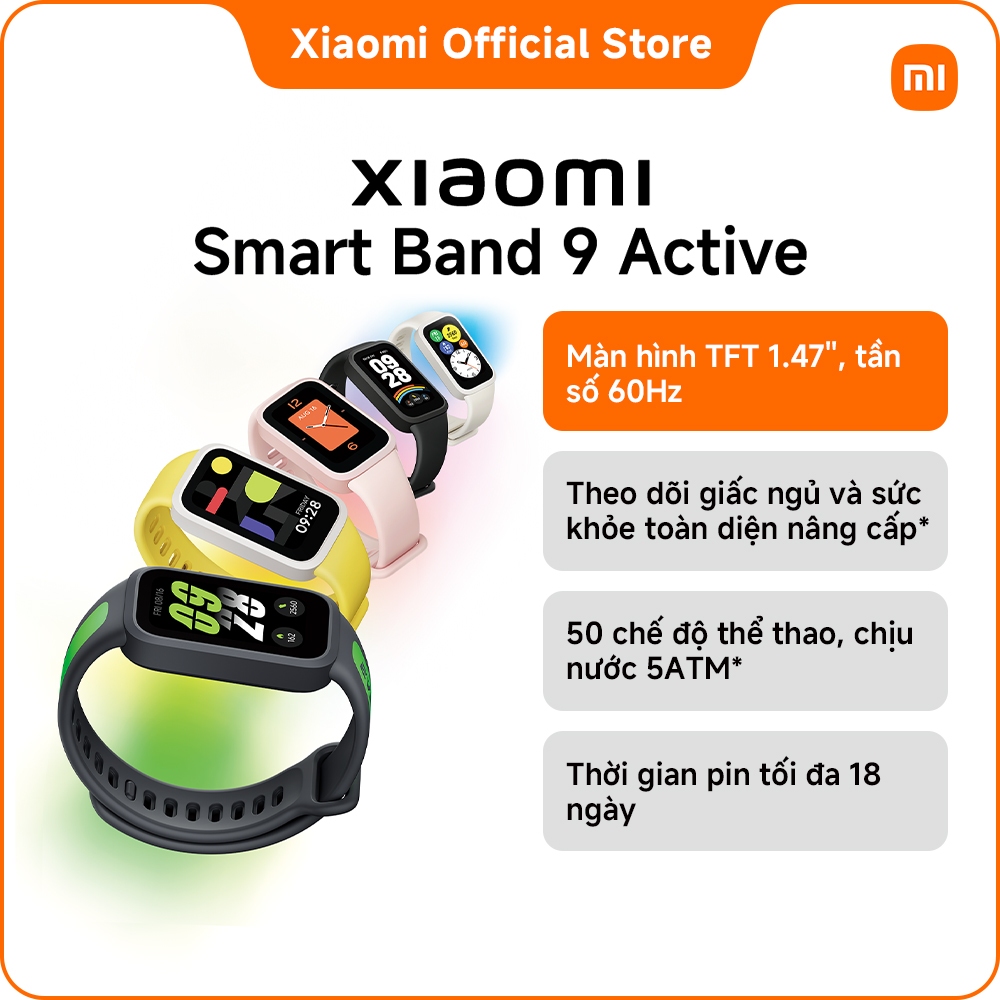 Vòng đeo tay thông minh Xiaomi Smart Band 9 Active | Màn hình TFT 1,47'', tần số quét cao 60Hz | BigBuy360 - bigbuy360.vn