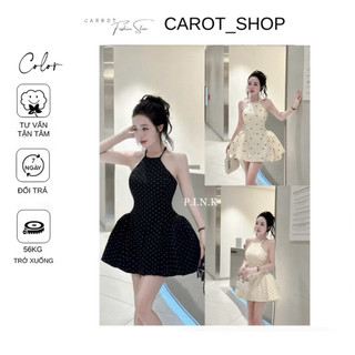  VHT23   KÈM QUẦN   Đầm cổ yếm hoạ tiết “ BI TIM NƠ “  tùng xoè phồng xinh xắn by CarrotShop 