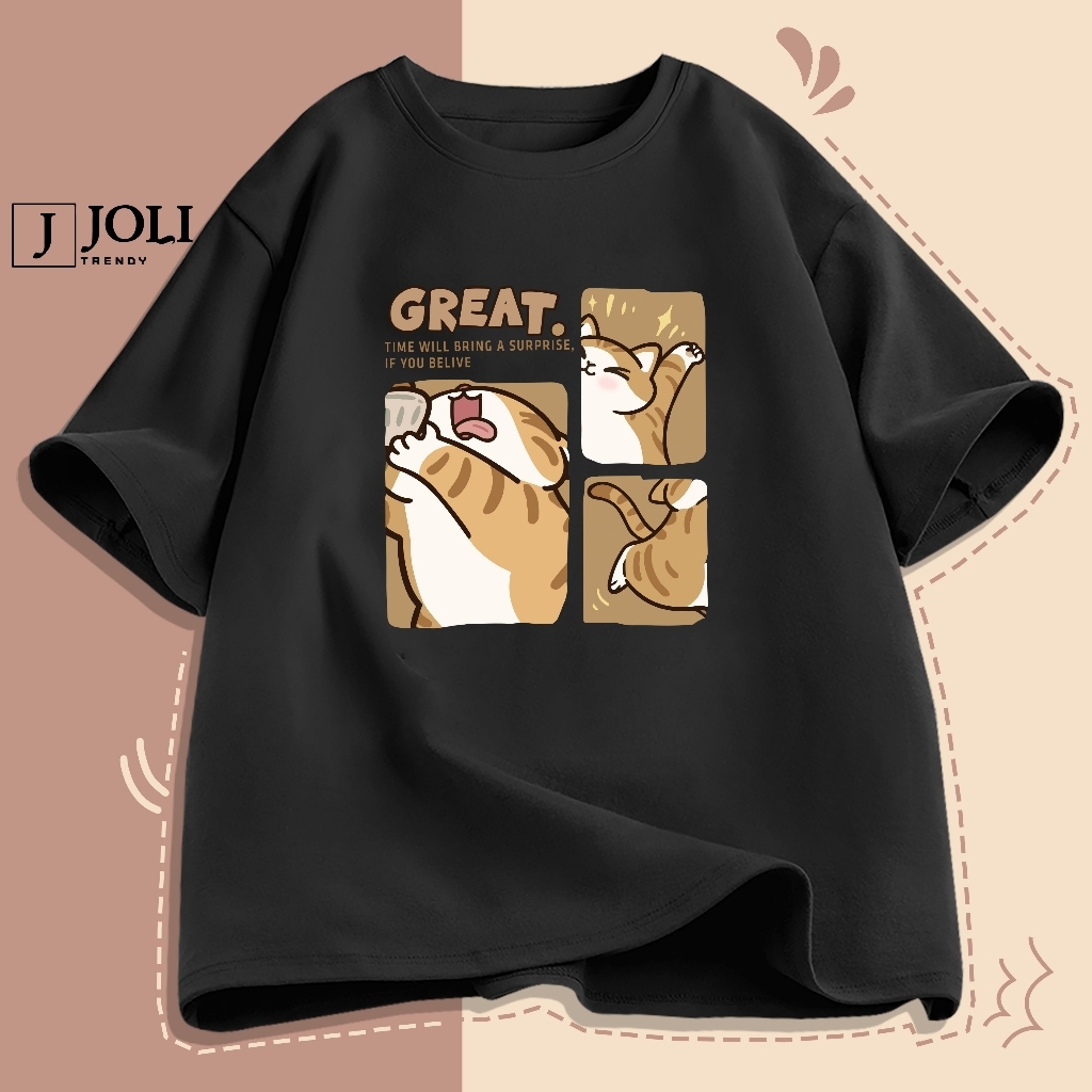 Áo Thun Nam Nữ Unisex Tay Lỡ By JOLI Mã TN Great Cat In Hình Chất Cotton Form Rộng Phong Cách Ulzzang J Joli Trendy | BigBuy360 - bigbuy360.vn