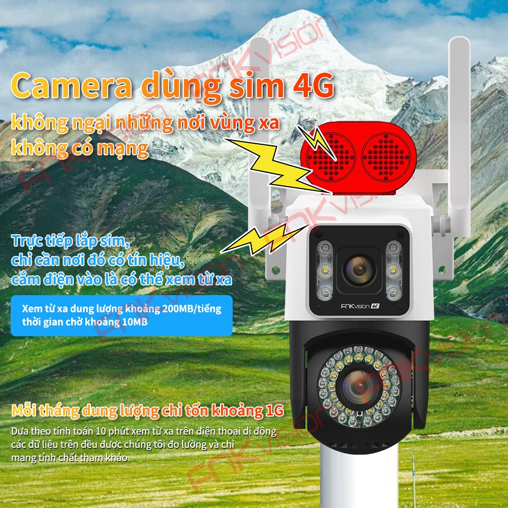 [FNKvision] Camera ngoài trời 2 mắt 4G Yoosee 12MP Loa ngoài lớn Xem đêm có màu Không cần WIFI Kháng mưa kháng nước | BigBuy360 - bigbuy360.vn