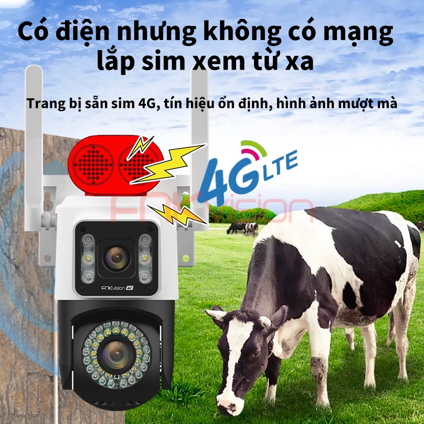 [FNKvision] Camera ngoài trời 2 mắt 4G Yoosee 12MP Loa ngoài lớn Xem đêm có màu Không cần WIFI Kháng mưa kháng nước | BigBuy360 - bigbuy360.vn