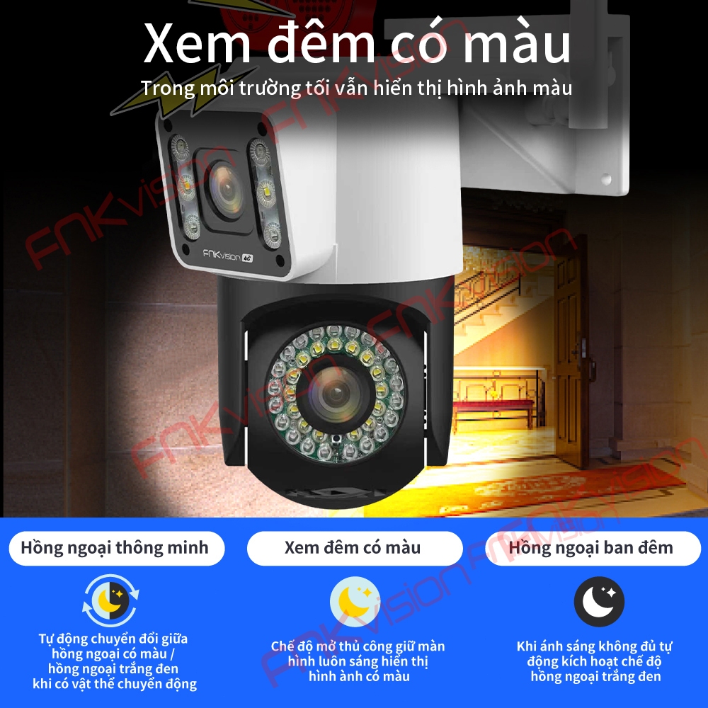[FNKvision] Camera ngoài trời 2 mắt 4G Yoosee 12MP Loa ngoài lớn Xem đêm có màu Không cần WIFI Kháng mưa kháng nước | BigBuy360 - bigbuy360.vn