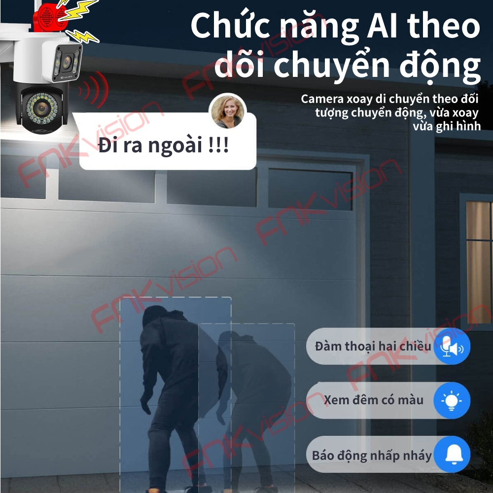 [FNKvision] Camera ngoài trời 2 mắt 4G Yoosee 12MP Loa ngoài lớn Xem đêm có màu Không cần WIFI Kháng mưa kháng nước | BigBuy360 - bigbuy360.vn
