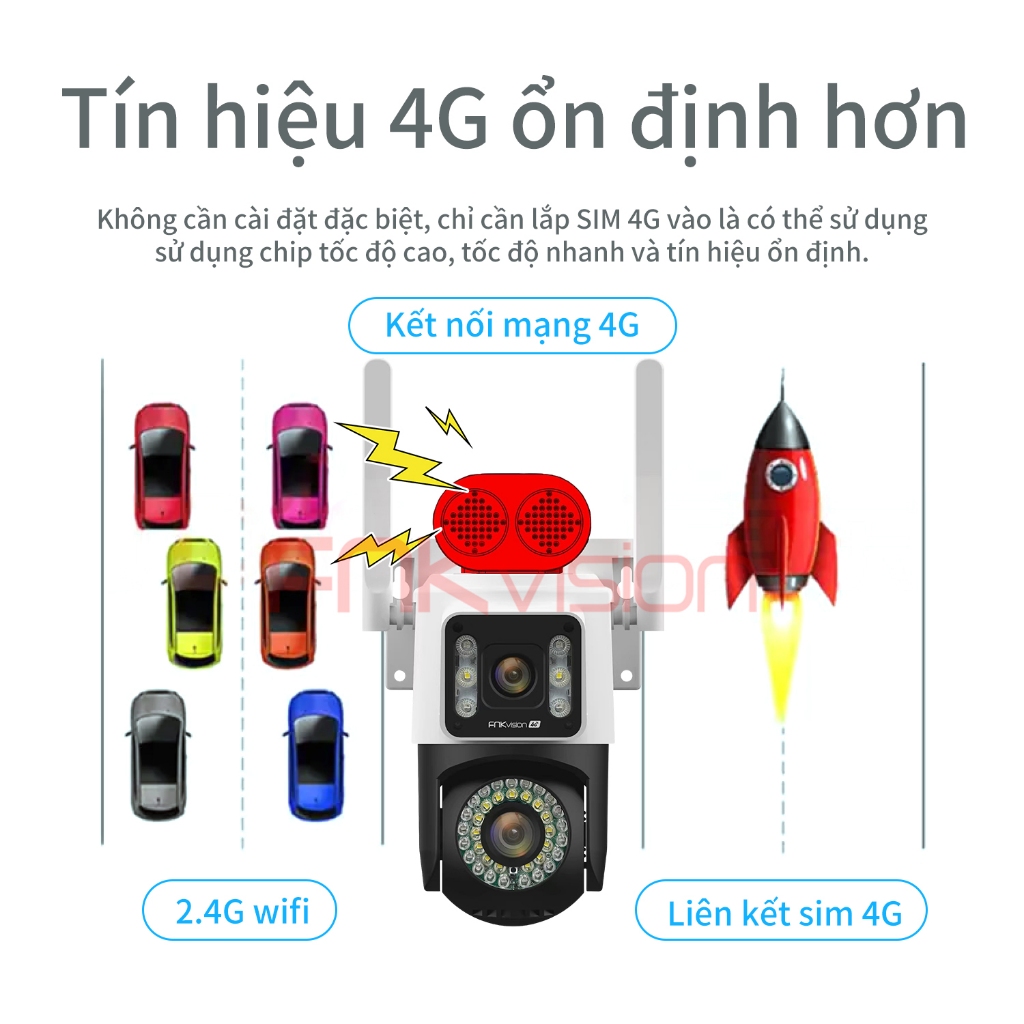 [FNKvision] Camera ngoài trời 2 mắt 4G Yoosee 12MP Loa ngoài lớn Xem đêm có màu Không cần WIFI Kháng mưa kháng nước | BigBuy360 - bigbuy360.vn