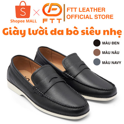 Giày lười Penny Loafer nam da bò vân hạt cao cấp FTT Leather đế siêu nhẹ hạn chế trơn trượt F864