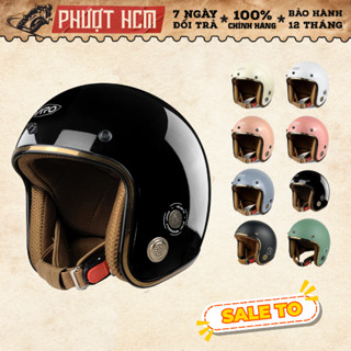 [Tặng Lưỡi Trai] Mũ bảo hiểm 3 4 VARO helmets Viền đồng lót nâu bảo hành 12 tháng