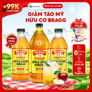 [CHÍNH HÃNG + QUÀ] Giấm Táo Hữu Cơ Bragg Mỹ Có Giấm Cái - Dấm Táo Detox Eatclean Việt Thái Organic