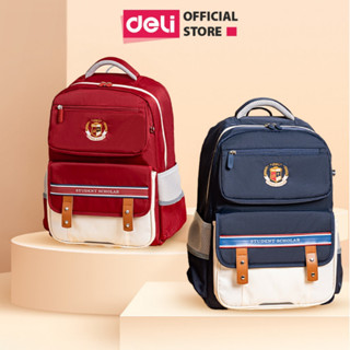 Balo Chống Gù Cao Cấp Deli - Cặp Chống Gù Cho Bé Phong Cách Anh Quốc Chất Liệu Chống Thấm Nước Siêu Nhẹ Cao Cấp