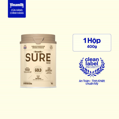 Hộp Sữa bột cho người lớn tuổi Vinamilk Sure Prevent Gold Hộp thiếc 400g
