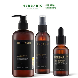  Bộ 3 chăm sóc tóc: Dầu gội Herbario 300ml + Nước dưỡng tóc Herbario 100ml + Serum tóc Herbario 30ml 
