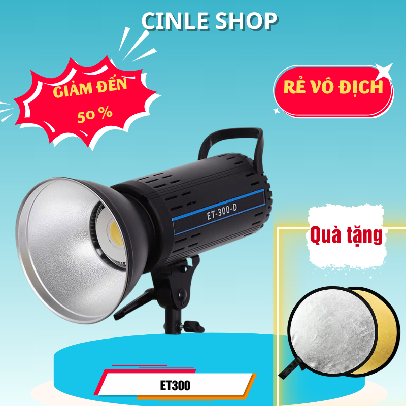 Đèn livestream trợ sáng Studio   ET300S Công Suất 300W  Ngàm Bowens  Ánh Sáng Chuẩn  Đèn Quay Video 