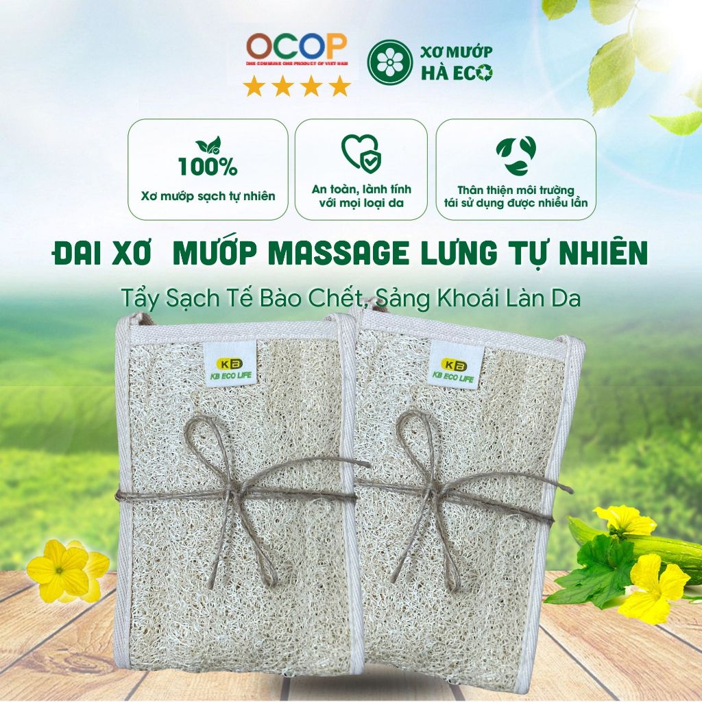 Đai Xơ Mướp Massage Lưng Tự Nhiên - Tẩy Sạch Tế Bào Chết, Sảng Khoái Làn Da