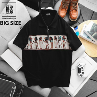 [ Big Size 85 -135 kg] Áo thun polo nam big size vải cotton dây kéo phối họa tiết Ai Cập thời trang Big Men