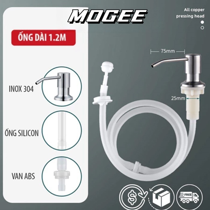 Bộ vòi bơm hút nước rửa chén gắn bồn rửa bát tự bơm hút dầu với ống dẫn silicon dài 1,2m