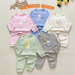 [Combo 2-3-5] Bộ Quần Áo Dài Tay Thu Đông Chất Len Lông Thỏ Ấm Áp Cho Bé Trai, Bé Gái Size 6-16kg