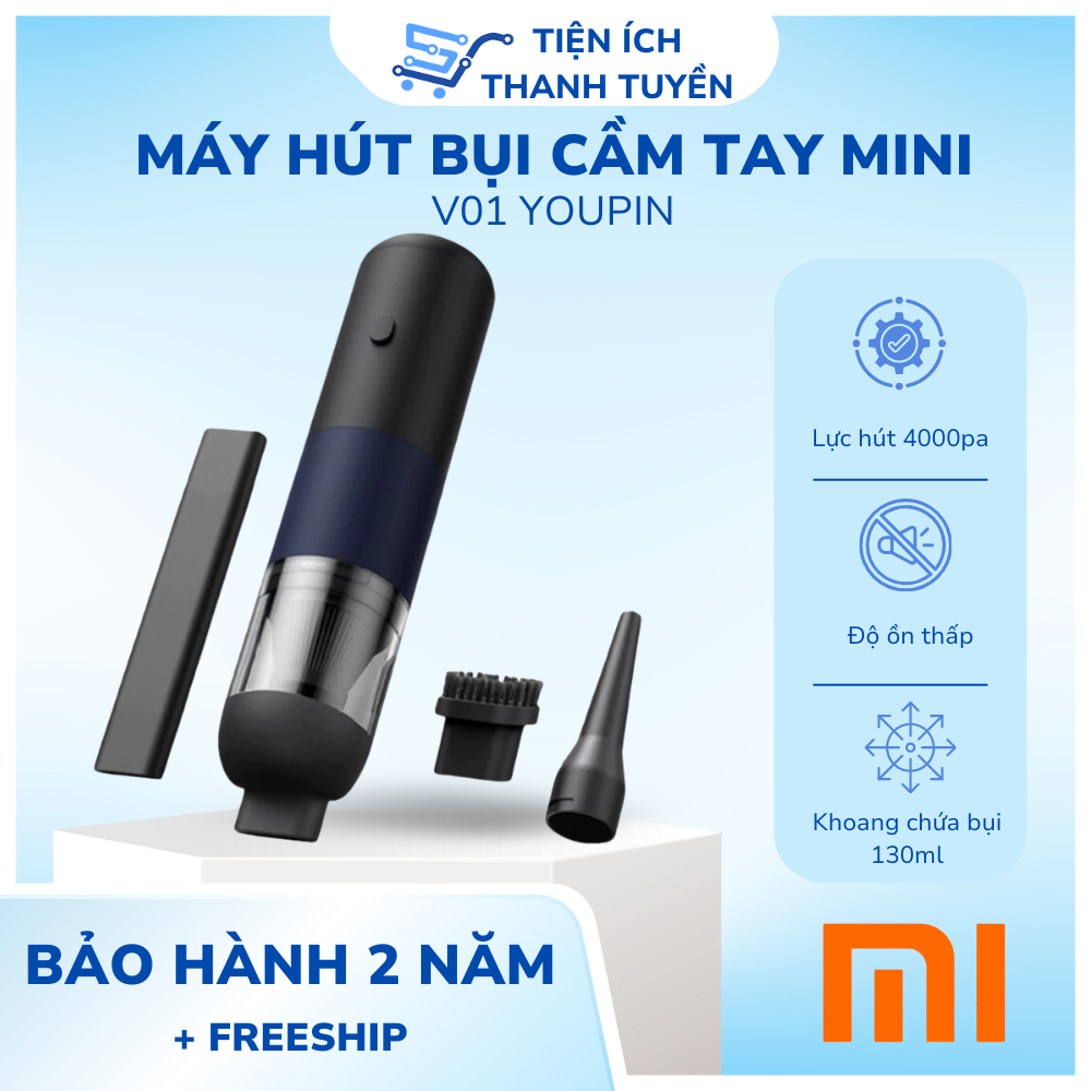 Máy Hút Bụi Cầm Tay Mini Xiaomi Youpin 3Life V01 Tặng 3 Đầu Hút
