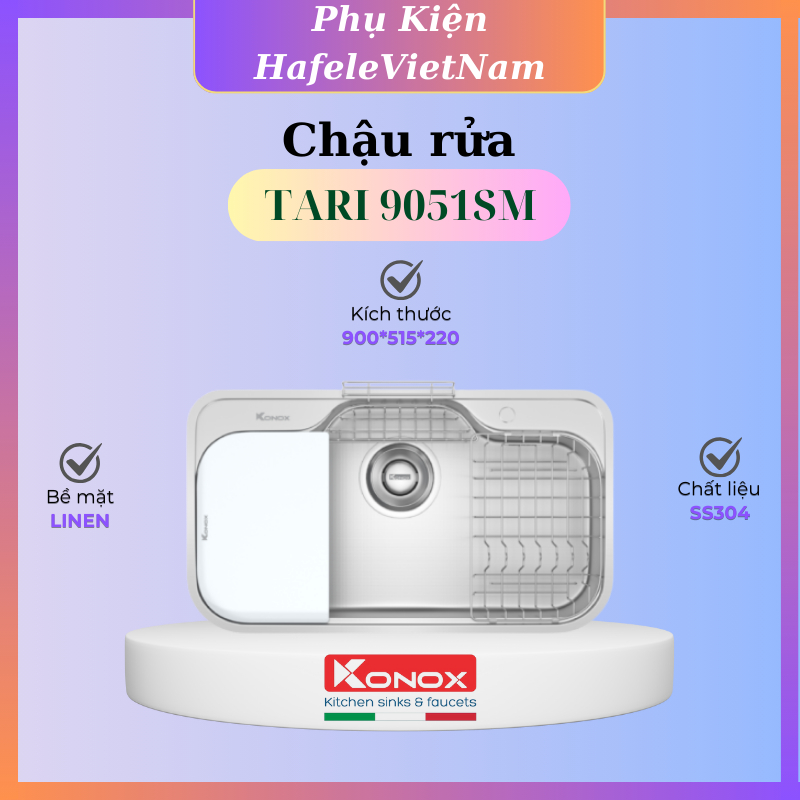 Chậu rửa bát Konox Tari 9051SM – Thiết kế tinh tế, bề mặt mịn sáng bóng