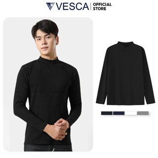 Áo Dài Tay Giữ Nhiệt Nam Cổ Cao Lót Nỉ Vải Cotton Ấm Áp Thu Đông VESCA N11