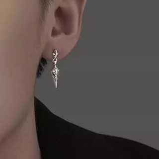  Khuyên tai thanh thẳng nam bạc 925  Fire Arrows hình mũi giáo cực chất độc lạ 1 chiếc  KN138 | GEMY SILVER 