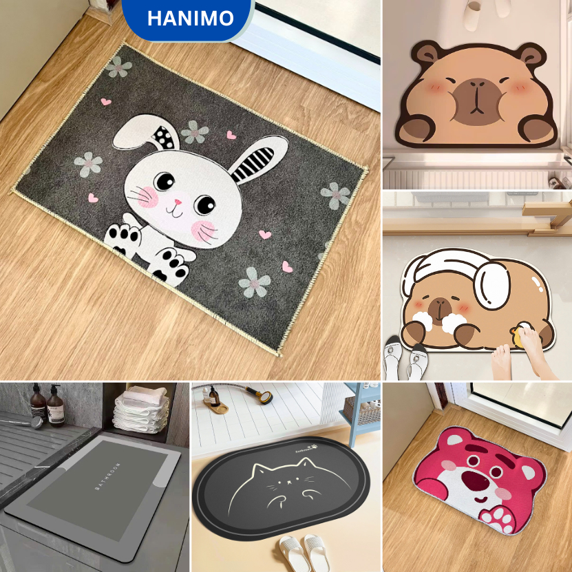 Thảm lau chân mềm mại 40x60cm, chống trơn trượt, thấm hút nước cho nhà bếp, phòng tắm - HANIMO HA01