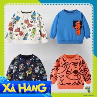  Áo nỉ bé trai DINOKING Áo nỉ cho bé xuất dư xịn chất thun nỉ da cá dày dặn mềm mịn mùa thu đông trẻ em 2 - 8 tuổi AD06 