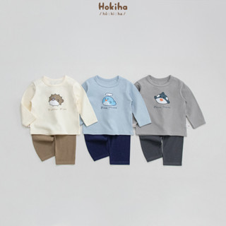 Bộ quần áo dài tay in hình cá đáng yêu cho bé trai bé gái Hokiha vải cotton mềm mịn, thoáng mát size 8-17kg B202