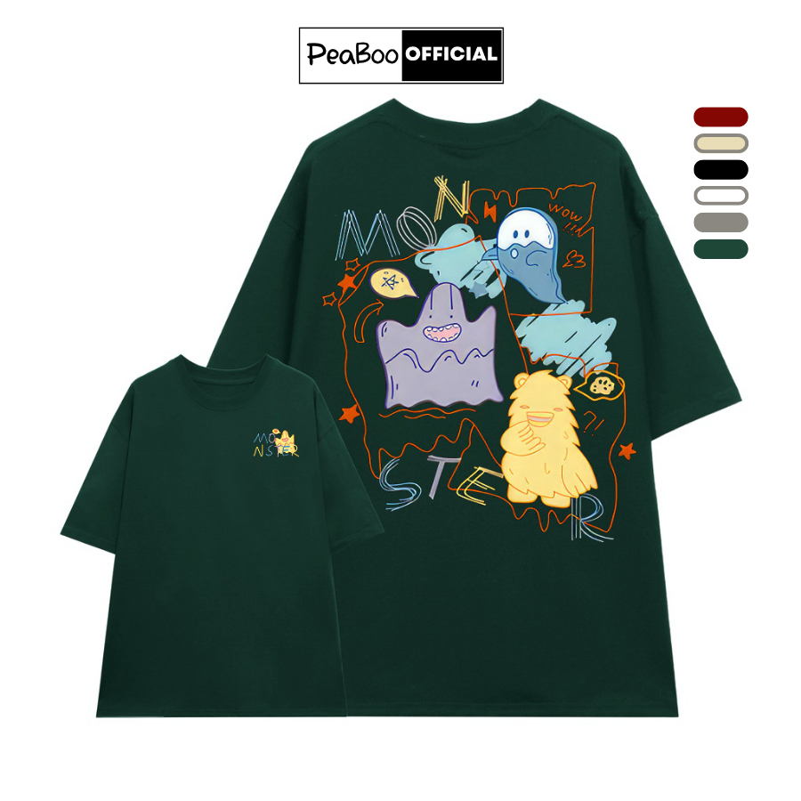 Áo Thun Nữ, Áo Phông Unisex By PEABOO Mã TN Monster Chất Cotton Thoáng Mát Form Rộng Tay Lỡ Cho Nam Nữ | BigBuy360 - bigbuy360.vn
