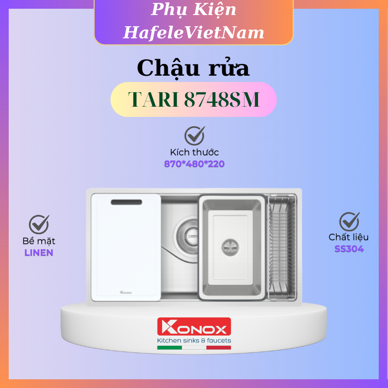 Chậu rửa chén bát Konox Tari 8748SM – Bề mặt trơn mịn, sang trọng