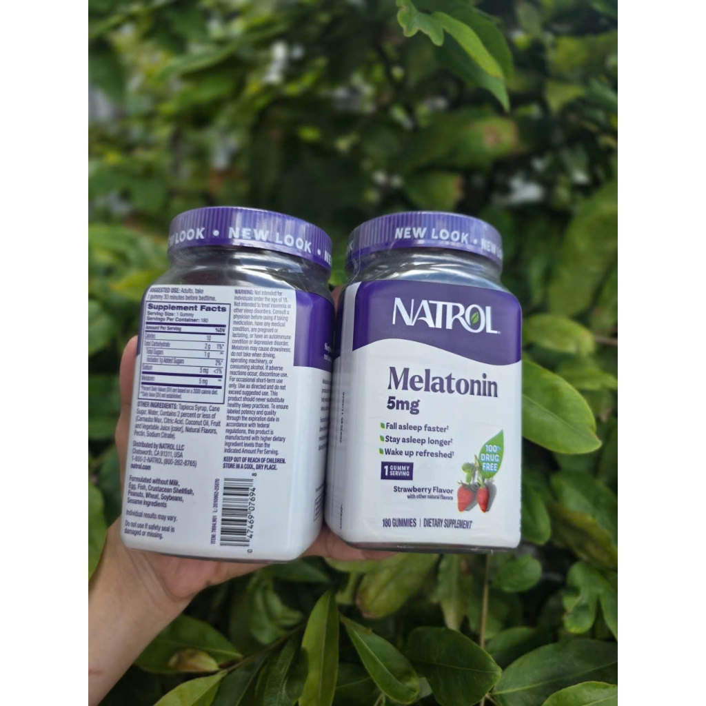 [Chính hãng] Kẹọ Dẻo Giúp Ngủ Ngon Natrol Melatonin 5 Mg Sleep 180 Viên Vị Dâu