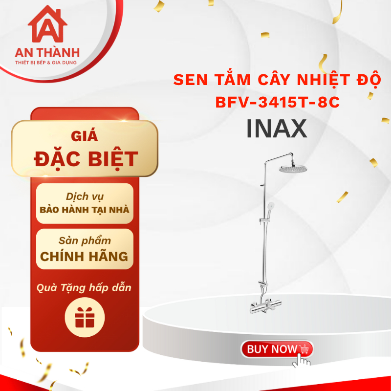 Sen tắm cây nhiệt độ INAX BFV-3415T-8C thiết kế hiện đại, dễ sử dụng