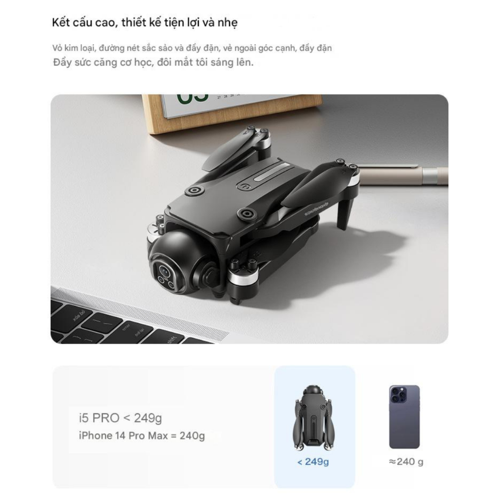 Flycam i5 Pro, Máy bay điều khiển từ xa, nhỏ gọn, camera 4K, Plycam, FPV cao cấp, Flycam | BigBuy360 - bigbuy360.vn