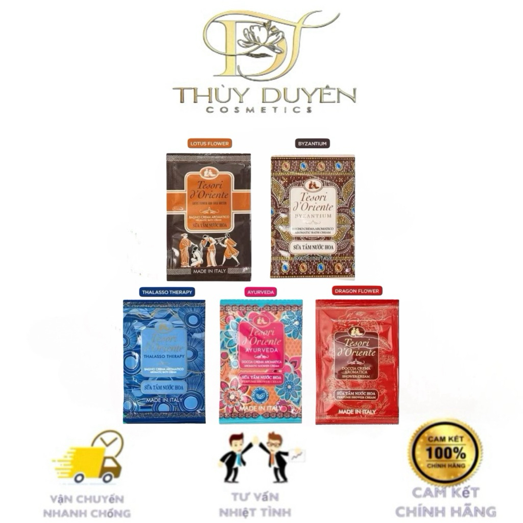 Gói dây sữa tắm Tesori d'Oriente 9ml, Sữa tắm gói du lịch Tersori