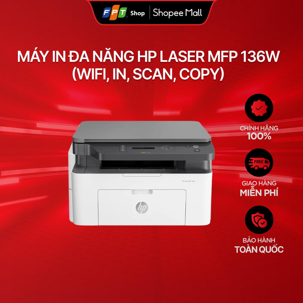Máy in đa năng HP Laser MFP 136w (wifi, in, scan, copy)