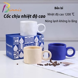 BINNIS Quà tặng Ly sứ uống nước hình loopy 400ml Cốc kết cấu gốm Hộp quà tặng Cup Set Quà sinh nhật cho bạn bè