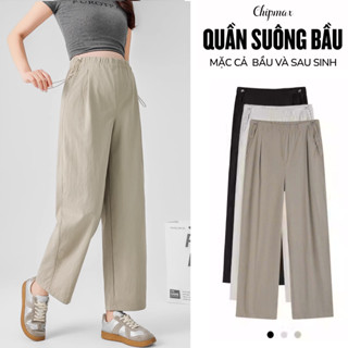 Quần Bầu Vải Gió Twill Cao Cấp Quần Suông Bầu Ống Rộng Dày Dặn+Chun Chỉnh Bụng Thời Trang Hiện Đại13