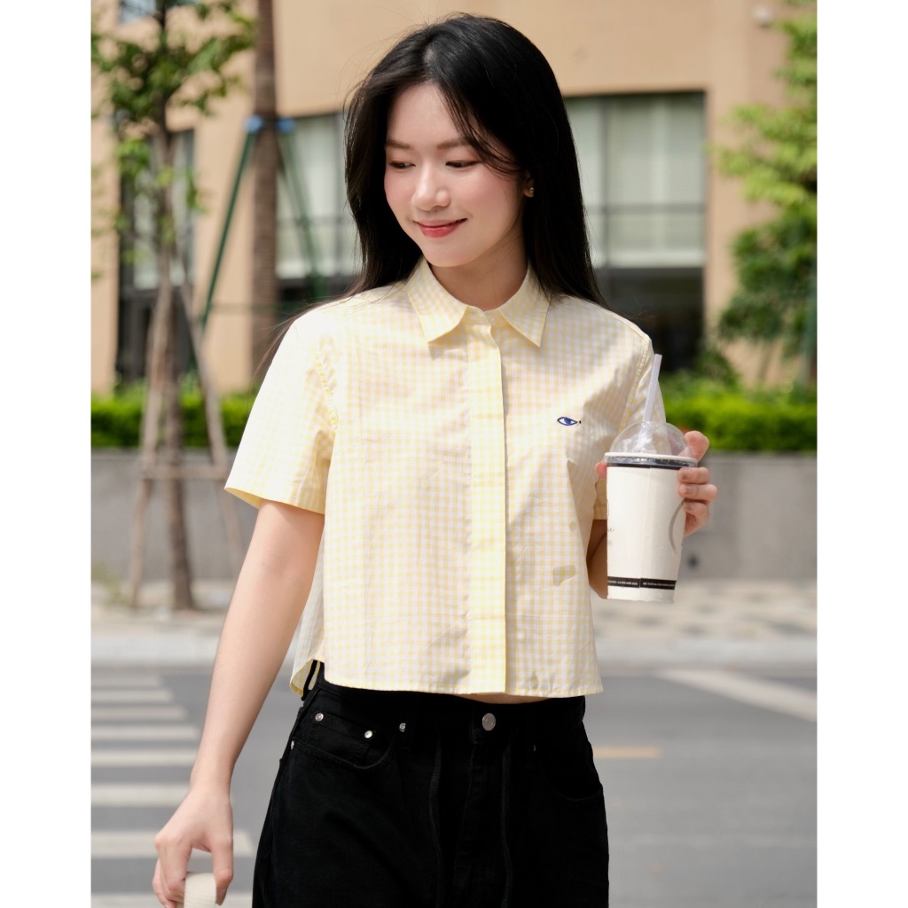 TheBlueTshirt - Áo sơ mi tay ngắn sọc caro phom ngắn cho nữ - BlueMade Boxy Shirt - Women | BigBuy360 - bigbuy360.vn