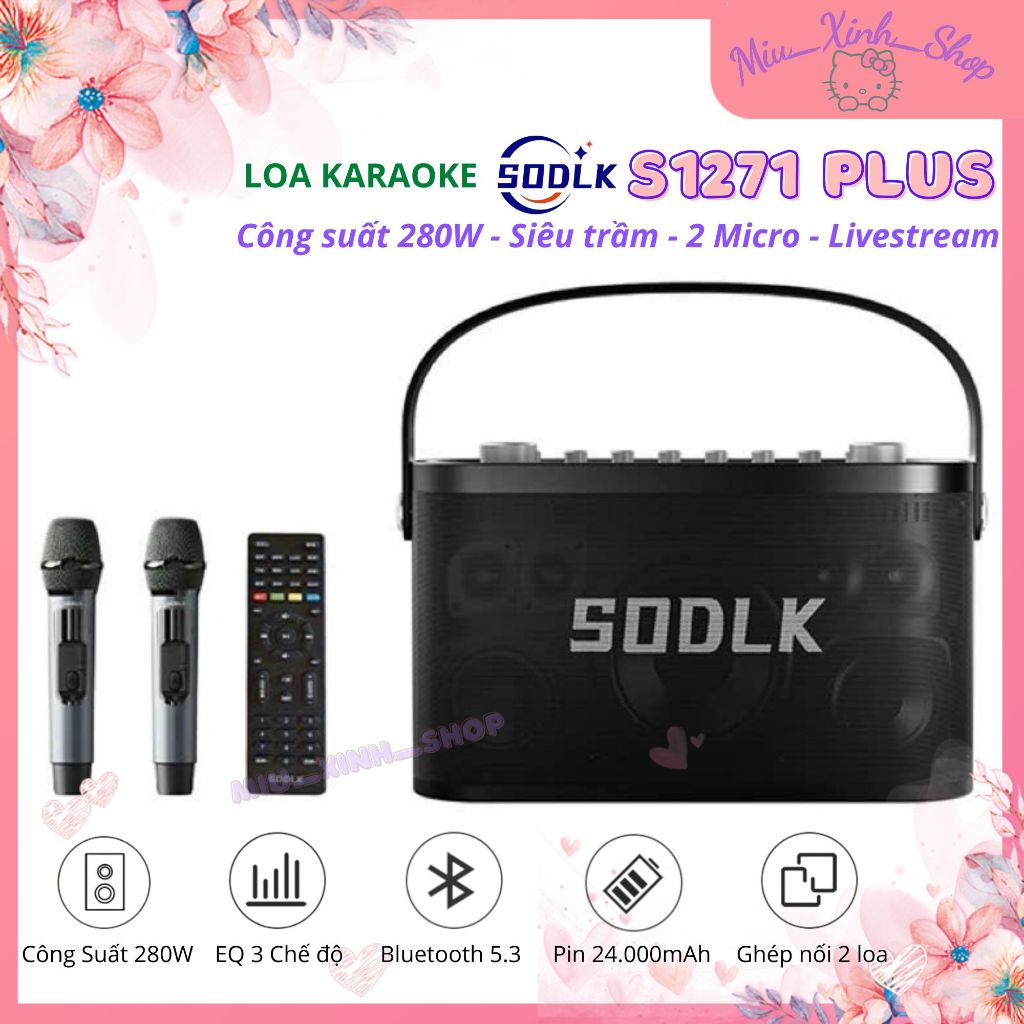 ★Chính Hãng★ Loa Bluetooth Karaoke Trợ Giàng SODLK S1271 Plus Công Suất 280W DSP Siêu Trầm