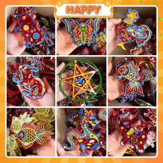 [Size Mini 12cm] Lồng Đèn Giấy Kiếng Truyền Thống Hình Thú, Cá Chép, Kỳ Lân, Ngôi Sao Trang Trí Tết Trung Thu 2025