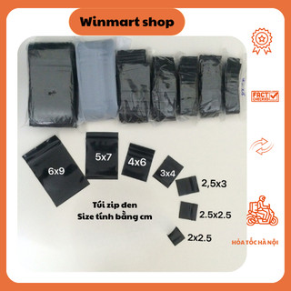 Gói 100c túi zip đen, zip màu đen,zip mini mép miết 2 mặt đen winmart